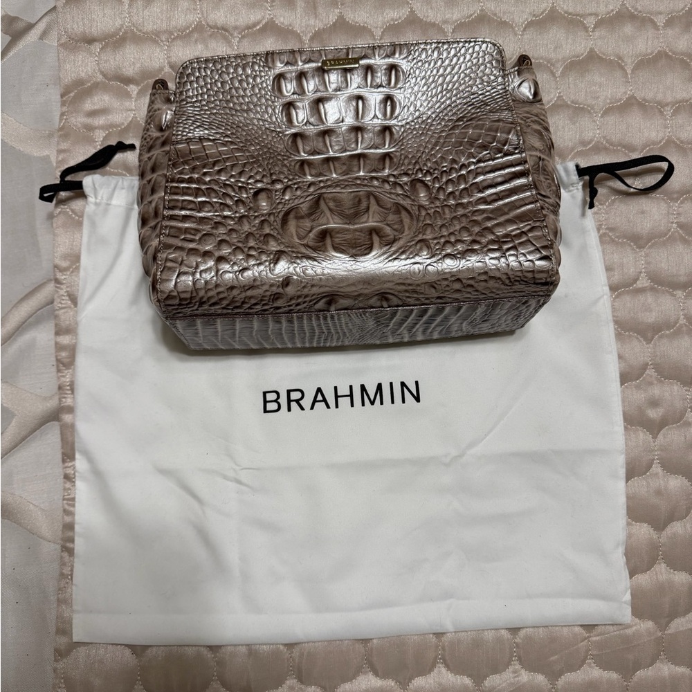 Brahmin Brown Crocodile Embossed Shoulder Bag